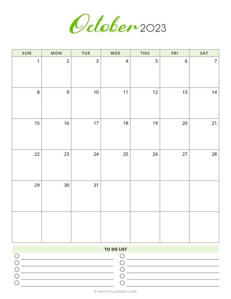 October 2023 Calendar Printable Pdf Template October 2023 Calendar
