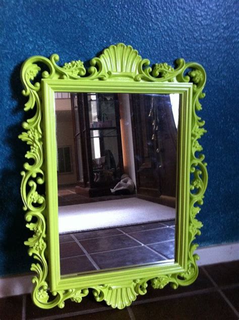 Upcycled Vintage Mirror In Lime Funky Home Decor