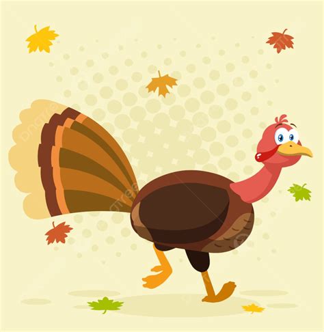 Thanksgiving Turkey Bird Cartoon Character Running Background Greeting