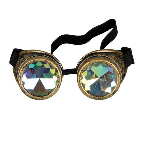 Cfgoggle Kaleidoscope Steampunk Glasses Goggles With Rainbow Crystal Glass Lens Halloween