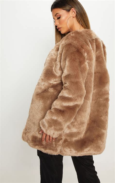Brown Midi Faux Fur Coat Coats And Jackets Prettylittlething