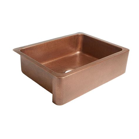 Sinkology Courbet Farmhouse Apron Front Handmade Pure Solid Copper In Hole Single Bowl