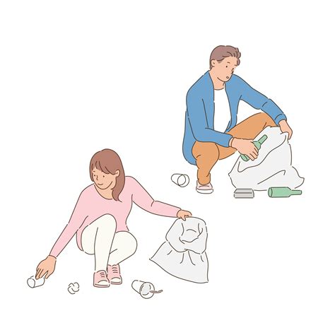 A Man And A Woman Are Picking Up Trash On The Floor 2753398 Vector Art