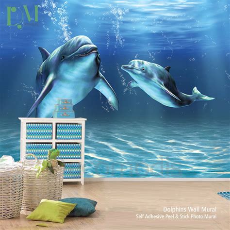 Dolphins Wall Mural Dolphins Self Adhesive Peel And Stick Photo Mural