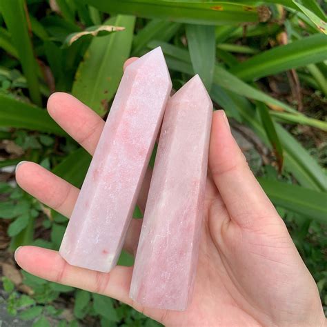 3 4 Inches Natural Pink Opal Point Pink Opal Tower Crystal Etsy