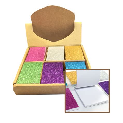 Bulk Stationery Sparkling Glitter Memo Notepads Box 48 Free Delivery
