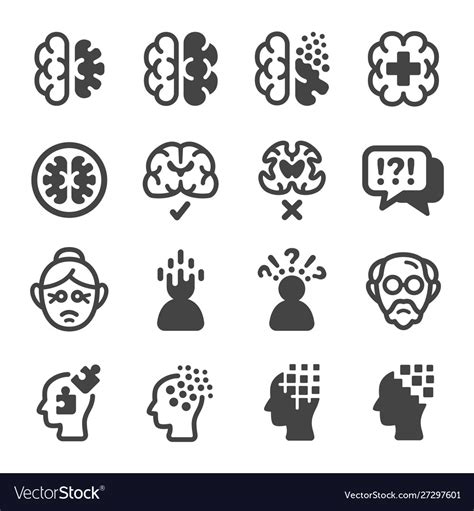 Alzheimer Disease Icon Set Royalty Free Vector Image