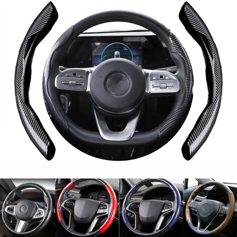 Carbon Fiber Car Steering Wheel Cover 38cm 15inch Anti Slip Booster