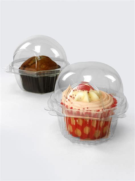 50 Pcs Individual Cupcake Containers Disposable Clear Holders Airtight