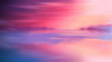 Sunset Nature Horizon Reflections 1920x1080 Wallpaper Pink Sky