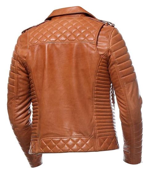 Mens Motorcycle Tan Leather Jacket Biker Tan Brown Leather Jacket