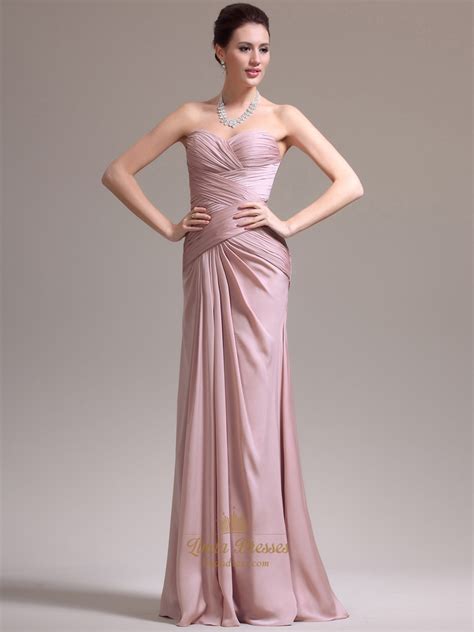 Skin Pink Sweetheart Strapless Chiffon Prom Dress With