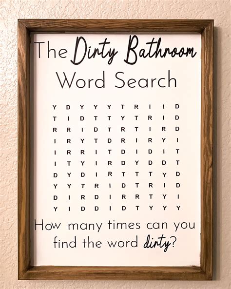 Dirty Bathroom Word Search Funny Sign Wood Sign Humorous Etsy
