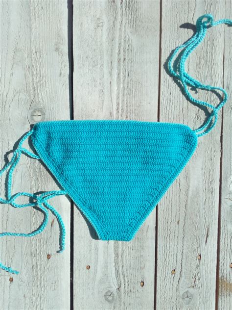 Crochet Bikini Set Teal Blue With Cowrie Sea Shells Bikini Etsy