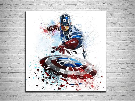 Canvas Print Captain America Superhero Art Boys Room Decor Etsy