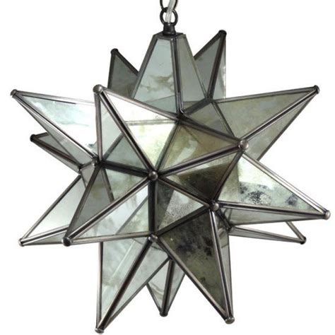 Moravian Star Pendant With Antique Mirror Glass And Bronze Frame Star