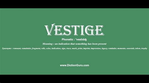 Vestige Pronounce Vestige With Meaning Phonetic Synonyms And