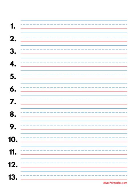 Lined Numbered Paper Printable You Can Select Different Variables To