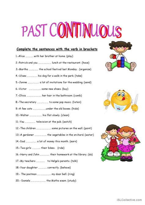 Past Continuous Tense Worksheet Spelling Activities V