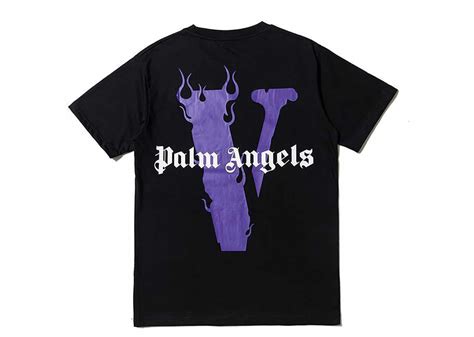 Vlone X Palm Angels Purple V Tee Black Kickstw