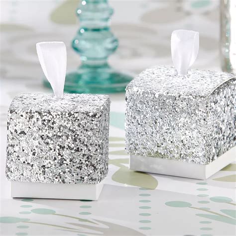Silver Glitter Wedding Favor Boxes 24ct Party City