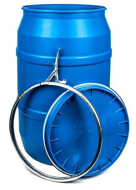 55 Gallon Blue Plastic Open Head Drum With Lever Lock Ring Lid