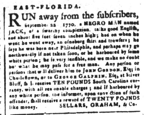 Slavery Advertisements Published October 31 1770 The Adverts 250 Project