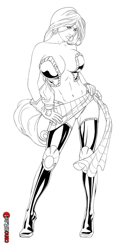 Red Monika Commission Lineart By Jocachi On Deviantart Drawings