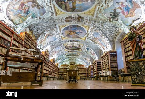 Baroque Library In Strahov Monastery In Prague Czech Republic Stock