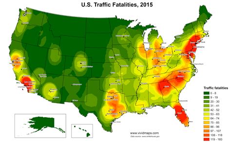 United States Traffic Fatalities Heat Map Vivid Maps Heat Map Map