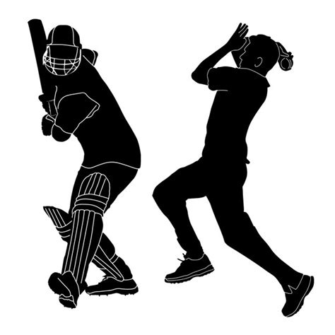 Premium Vector Vector Cricket Batsman And Bowler Silhouettes Background