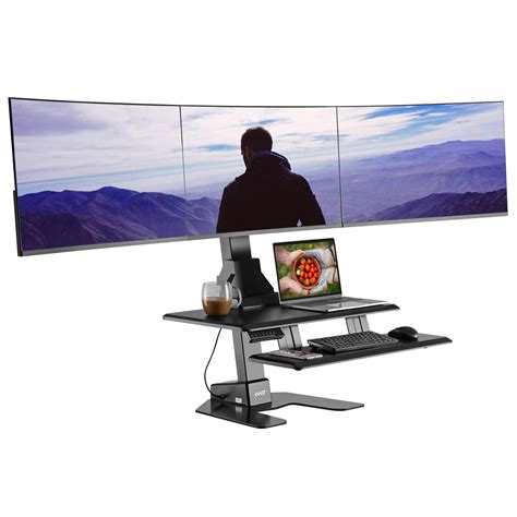 Buy Avlt Triple 32 Monitor Electric Standing Desk Converter With Huge