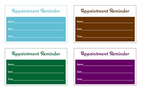 Appointment Reminder Cards Template Free Printable Templates