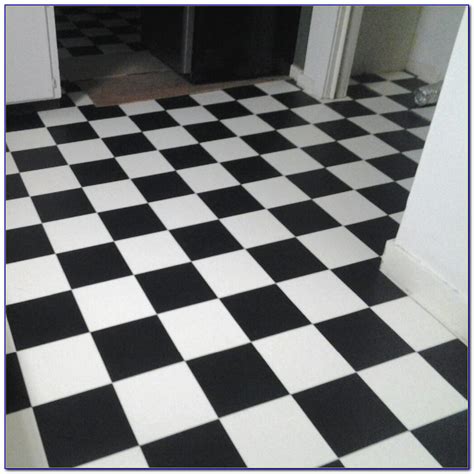Black And White Checkered Vinyl Floor Tiles Flooring Home Design