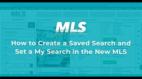 How To Create A Saved Search And Set A My Search In The New Mls Youtube