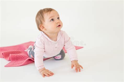 Image Of A Pretty Little Girl Sitting On The Floor Stock Photo Image