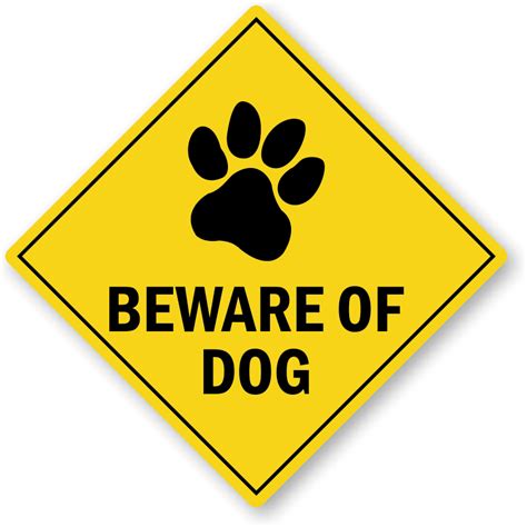 Beware Of Dog Warning Label With Dog Paw Graphic Sku Lb 2729
