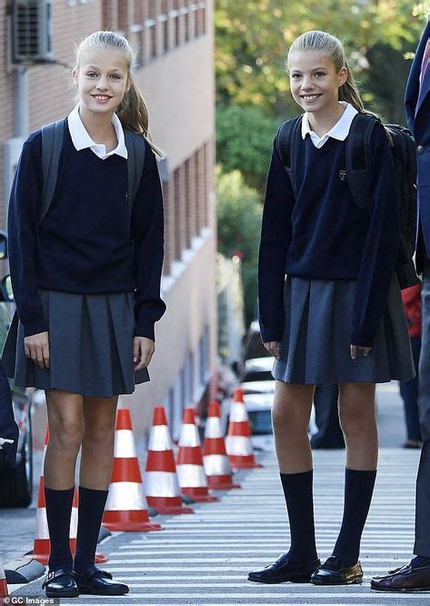 Spanish Princesses Leonor 13 And Sofia 12 Go Back To School School Girl Dress Tight Girls