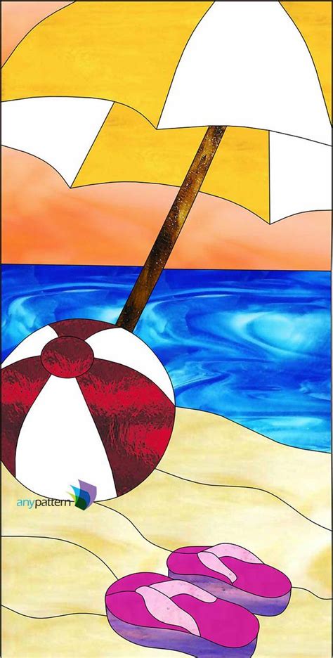 How big is the sea turtle stained glass window? Beach Ball & Umbrella Stained Glass Pattern | Stained ...