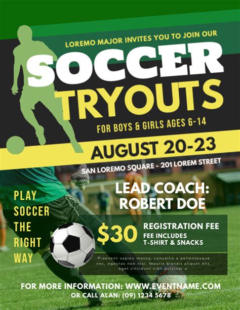 Soccer Tryouts Flyer Template Postermywall