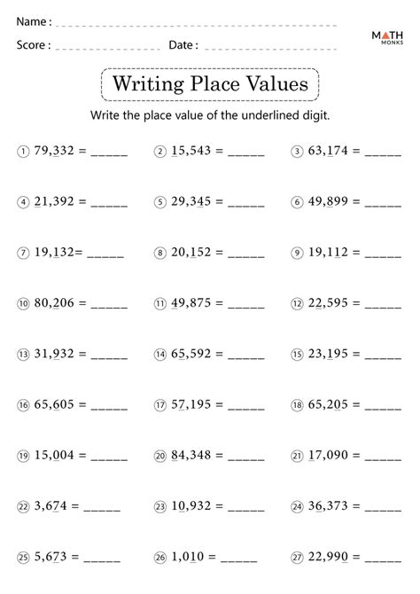4th Grade Place Value Worksheets With Answer Key