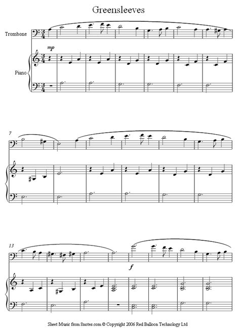 Jw pepper ® is your sheet music store for band, orchestra and choral music, piano sheet music, worship songs, songbooks and more. Greensleeves sheet music for Trombone - 8notes.com