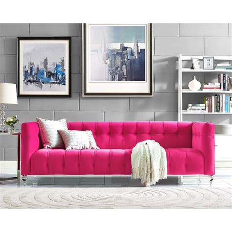 Great savings & free delivery / collection on many items. TOV Furniture Modern Bea Pink Velvet Sofa TOV-S110 ...