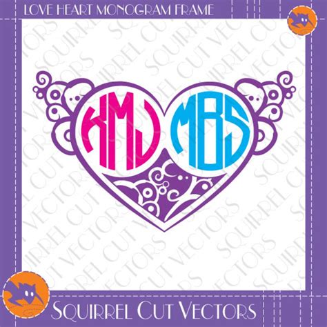 Heart Monogram Frame For Two Svg Dxf Eps Cutting Files Etsy