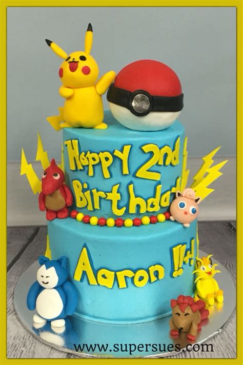 Pokémon Themed Cake With Poke Ball Pikachu Jigglypuff Meowith And A
