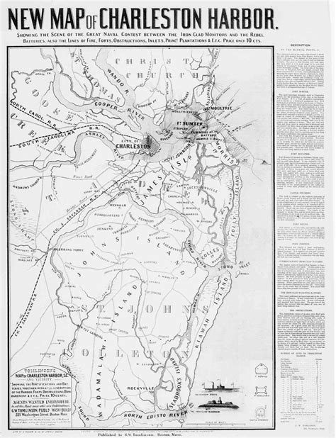 1861 1865 Civil War Battle Maps Of Charleston Sc Fort Sumter