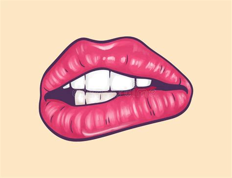 Red Lips Biting Women Mouth Stock Vector Illustration Of Shiny Beauty 262950432