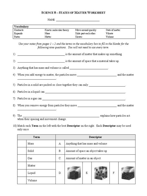 Give them the capitals, and have them name the states. States of Matter Worksheet