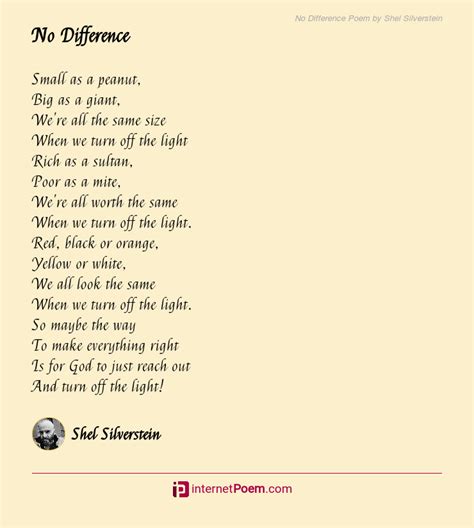 No Difference Poem By Shel Silverstein