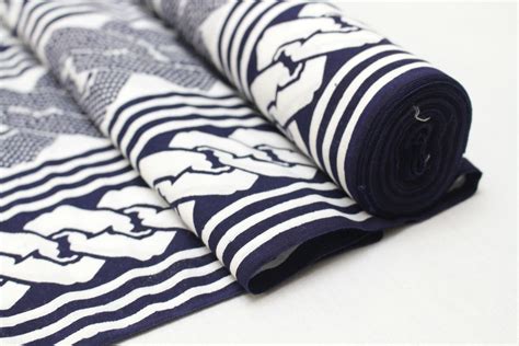Japanese Cotton Blue And White Geometric Cotton Vintage Fabric